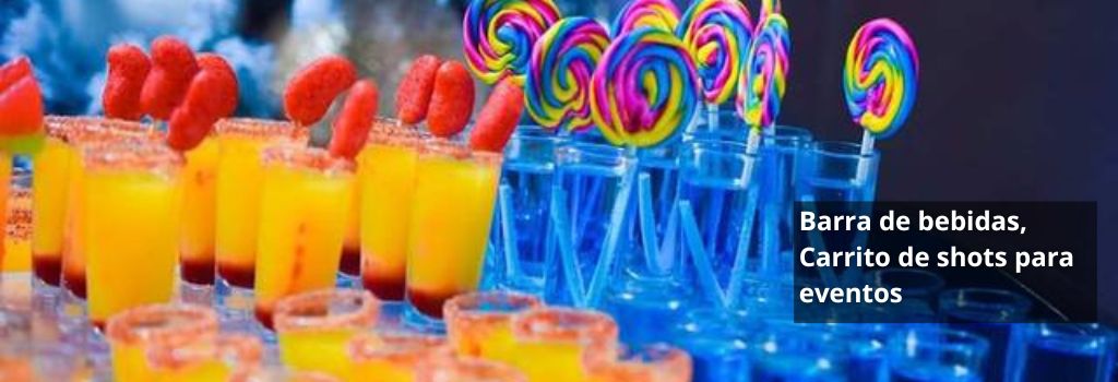 Barra de bebidas, Carrito de shots banner y caratula Renta de toro mecánico