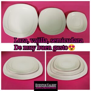 Plato extendido semi cuadrado Blanco para Eventos Espectaculares