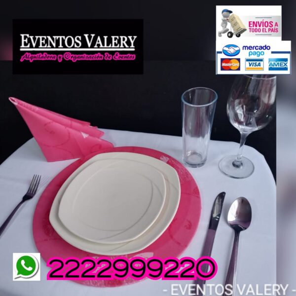 Plato extendido mediano semi cuadrado color blanco - Imagen 2