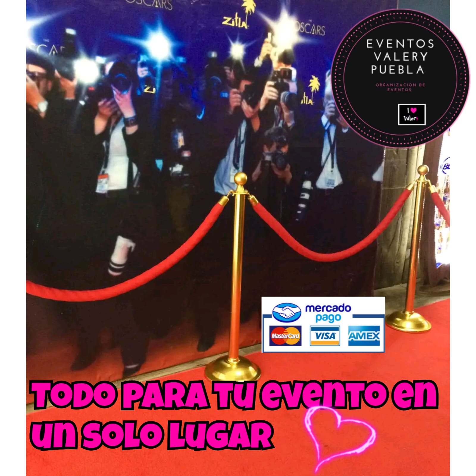 Paquete promoción todo incluido en ALFOMBRA ROJA 5 MTS CON 4 POSTES DORADOS 2 Paquete promoción todo incluido en ALFOMBRA ROJA 5 MTS CON 4 POSTES DORADOS - Imagen 2