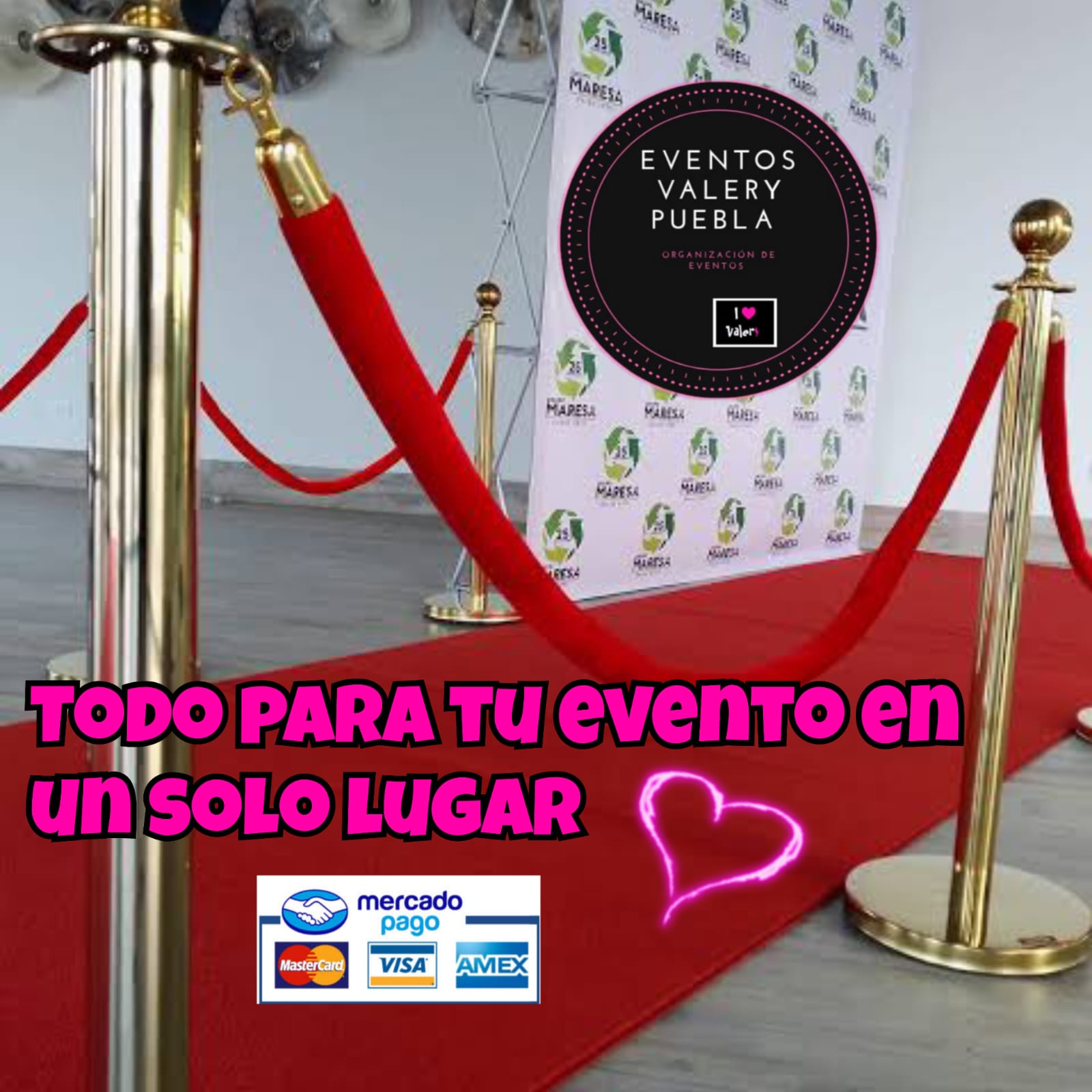 Paquete promoción todo incluido en ALFOMBRA ROJA 5 MTS CON 4 POSTES DORADOS 3 Paquete promoción todo incluido en ALFOMBRA ROJA 5 MTS CON 4 POSTES DORADOS - Imagen 3